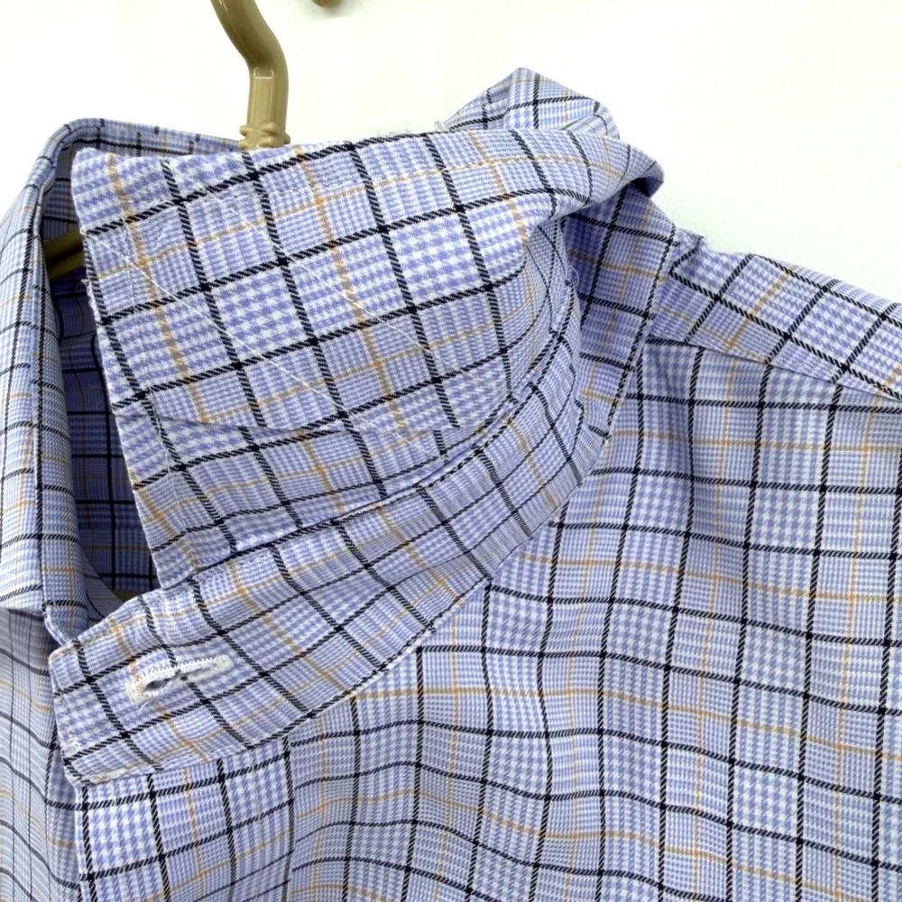 Polo Ralph Lauren Mens XL Blue Check Easy Care Stretch Button Down Dress Shirt